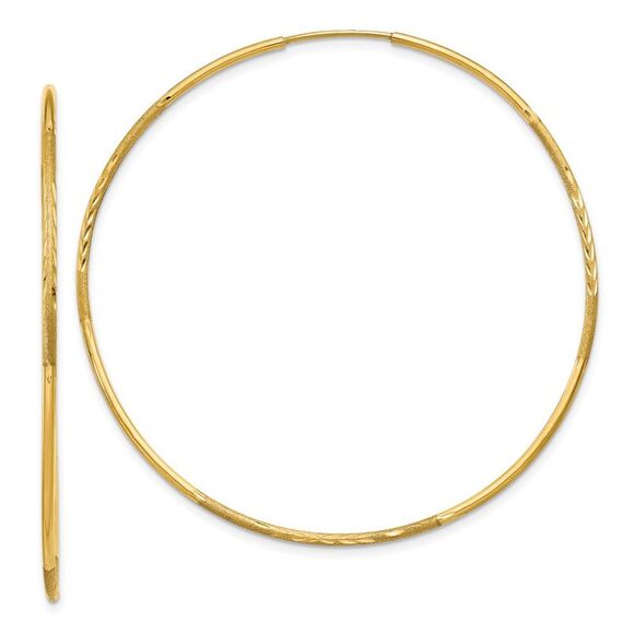 1.25mm, 14k Gold, Diamond-cut Endless Hoops, 54mm (2 1/8 Inch) - Picture 1 of 4